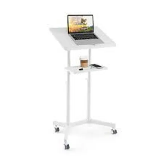 BOXED MOBILE LECTERN PODIUM HEIGHT-ADJUSTABLE ROLLING LAPTOP CART WITH TILTING TOP