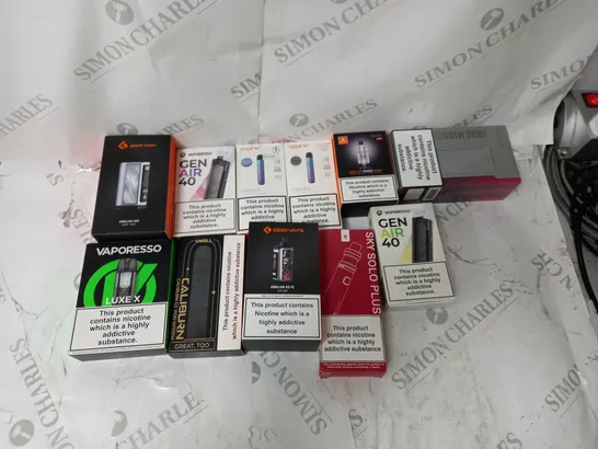 BOX OF APPROXIMATELY 10 ECIG PRODUCTS TO INCLUDE ASPIRE, GEEKVAPE, SMOK