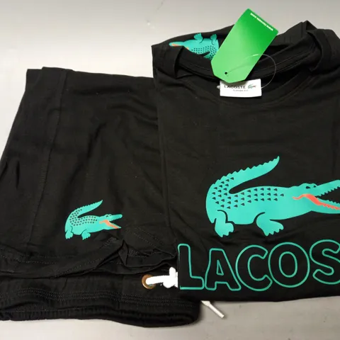 LACOSTE T-SHIRT AND SHORTS JOGGING SET IN BLACK - LARGE 