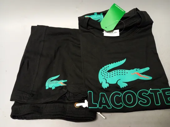 LACOSTE T-SHIRT AND SHORTS JOGGING SET IN BLACK - LARGE 