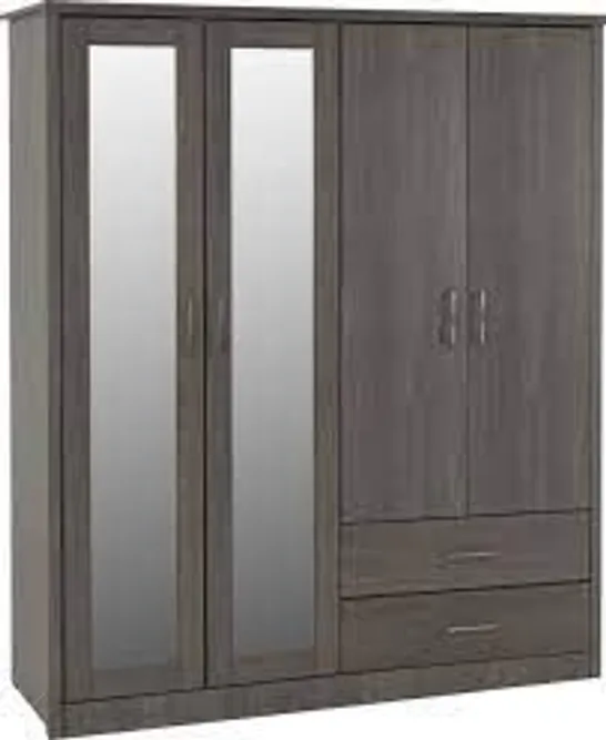 BOXED LISBON 4 DOOR WARDROBE BLACK FINISH (4 BOXES)