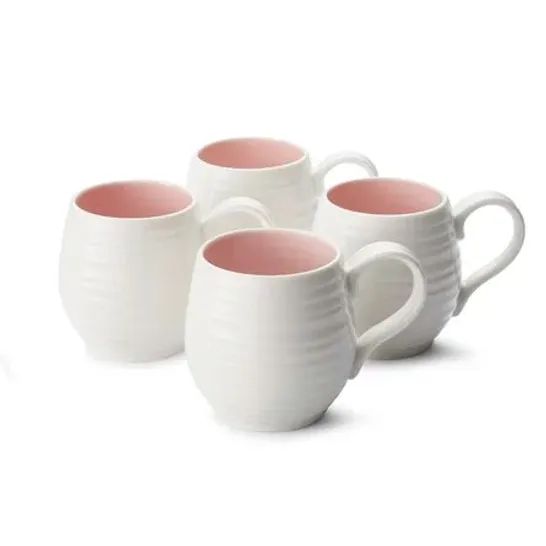 BOXED SOPHIE CONRAN PORTMEIRION BARREL MUGS - WHITE/PINK (SET OF 4) (1 BOX)