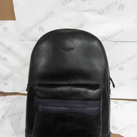 TED BAKER BLACK WITH BLUE TRIM  LEATHER BACKPACK 