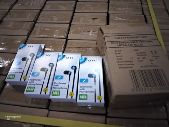 PALLET OF APPROXIMATELY 420 BOXES,EACH CONTAINING 4 SETS OF ONN EARPHONES WITH MICROPHONE - 1680 SETS TOTAL