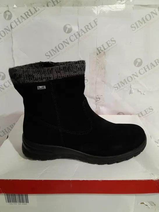 BOXED RIEKER ANTISTRESS BLACK WATER RESISTANT ANKLE BOOT - SIZE 6 1/2