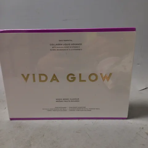 SEALED VIDA GLOW COLLAGEN LIQUID ADVANCE FOOD SUPPLEMENTS - MIXED BERRY - 15 X 12.34ML 