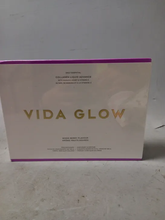 SEALED VIDA GLOW COLLAGEN LIQUID ADVANCE FOOD SUPPLEMENTS - MIXED BERRY - 15 X 12.34ML 