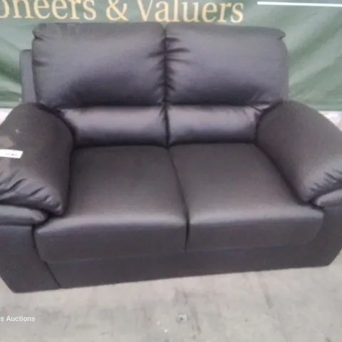 DESIGNER TWO SEATER SOFA BLACK FAUX LEATHER