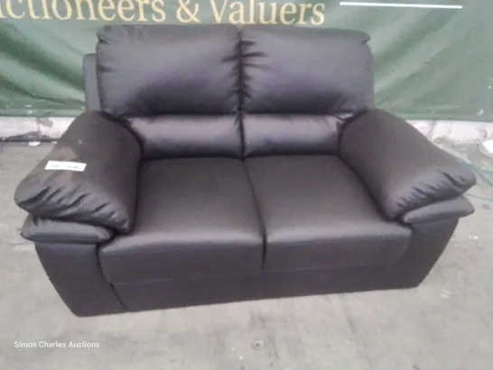 DESIGNER TWO SEATER SOFA BLACK FAUX LEATHER