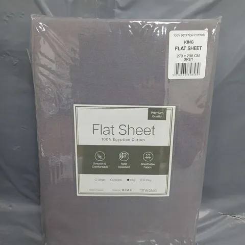 SEALED PREMIUM QUALITY FLAT SHEET SIZE KING GREY EGYPTIAN COTTON  