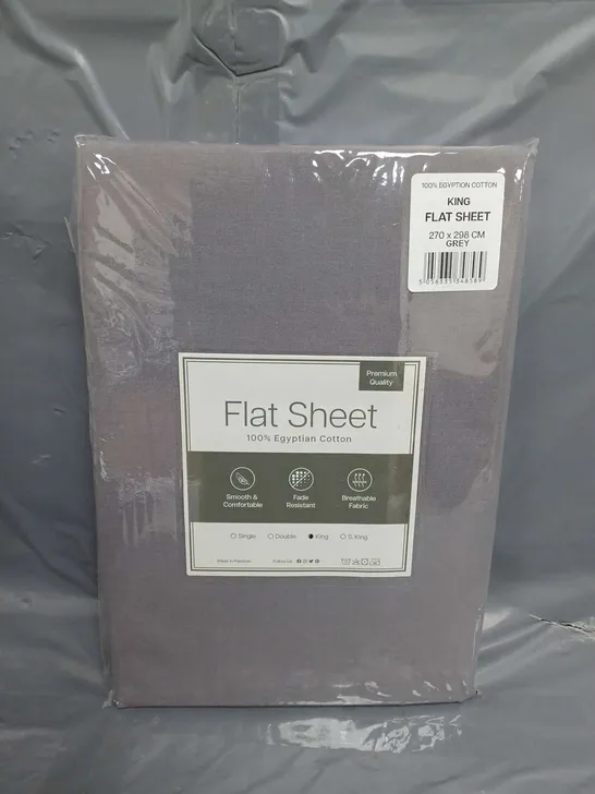 SEALED PREMIUM QUALITY FLAT SHEET SIZE KING GREY EGYPTIAN COTTON  