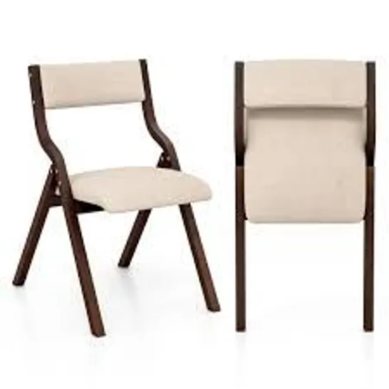 BOXED FOLDING DINING CHAIR SET OF 2 WITH SOLID WOOD FRAME AND PADDED SEAT