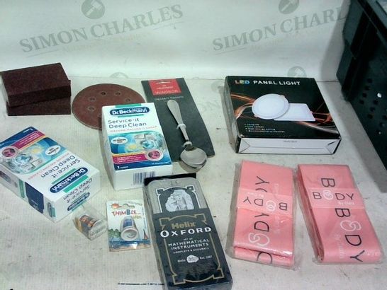 LOT OF APPROX. ASSORTED ITEMS TO INCLUDE: THIMBLES, SANDING BLOCKS/DISCS, WASHING MACHINE CLEANER