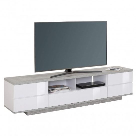 BOXED LEAH GREY & WHITE TV UNIT W1996 X H460 X D400MM (2 BOXES)