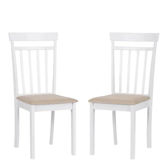 BOXED SET OF 2 SIDE CHAIR SET EXETER OF SOLID WOOD - WHITE (1 BOX)