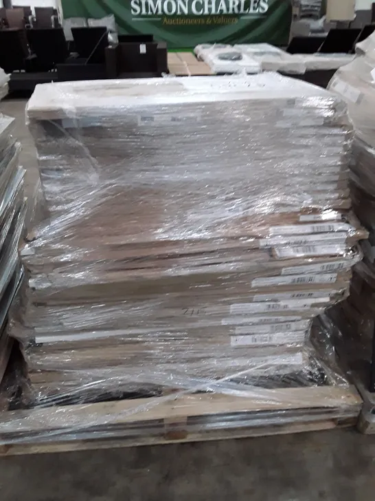 PALLET OF ASSORTED FLATPACK DRAWER DOORS & SHELVES 