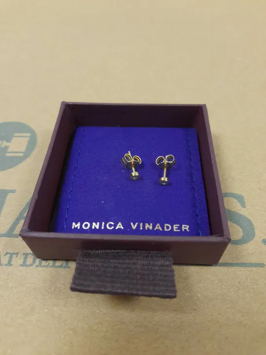 MONICA VINADER GOLD EFFECT SPARKLE STONE STUD EARRINGS 