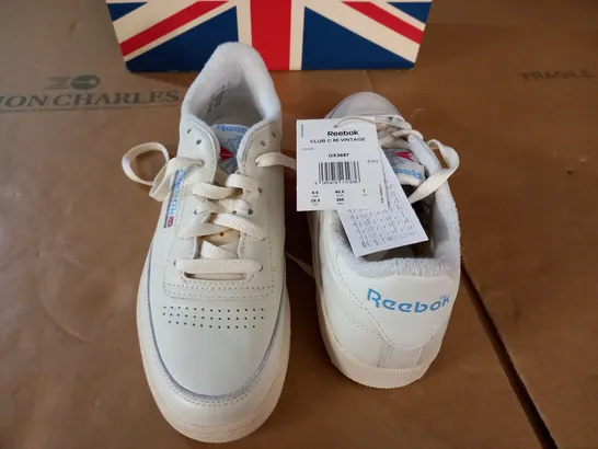 PAIR OF REEBOK CLUB C 85 VINTAGE WHITE TRAINERS - UK 7