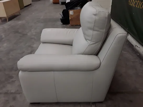 QUALITY ITALIAN DESIGNER ELECTRIC RECLINER MORENO CHAIR WITH SMALL ARMS - CREAM LEATHER