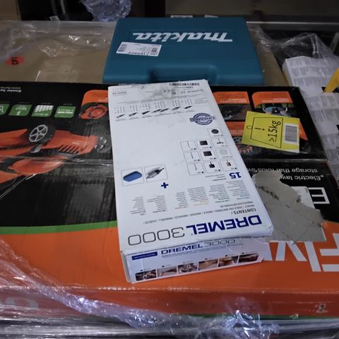 PALLET OF APPROXIMATELY 37 ASSORTED ITEMS TO INCLUDE A ERGOTRON LX MONITOR ARM IN BLACK, FLYMO EASISTORE 380R ELECTRIC LAWNMOWER AND A WAGNER PAINT SPRAYER