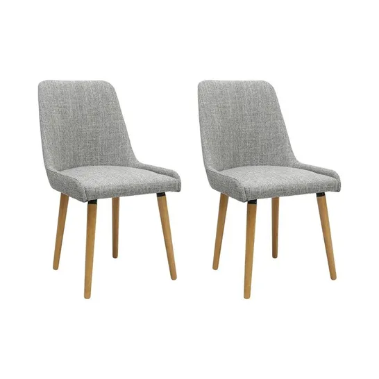 BOXED SET OF 2 BIANCA POLYESTER BLEND UPHOLSTERED SIDE CHAIRS - GREY WEAVE (1 BOX)