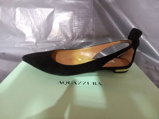 BOXED AQUAZZURA BOW TIE BALLET BLACK SUEDE SIZE 36