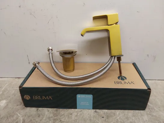 BOXED BRUMA LINEA BASIN MIXER AND PUSH-OPEN WASTE - GOLD