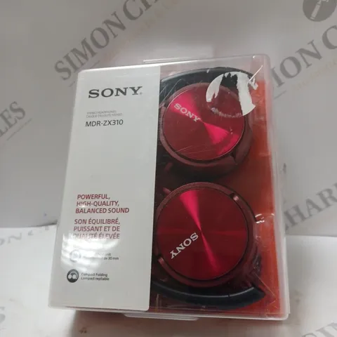 BOXED SONY MDR-ZX310 STEREO OVER-EAR HEADPHONES IN RED