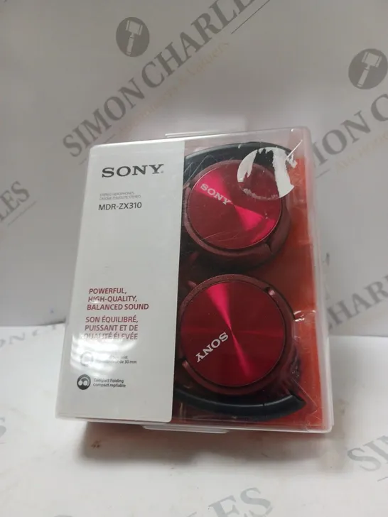 BOXED SONY MDR-ZX310 STEREO OVER-EAR HEADPHONES IN RED