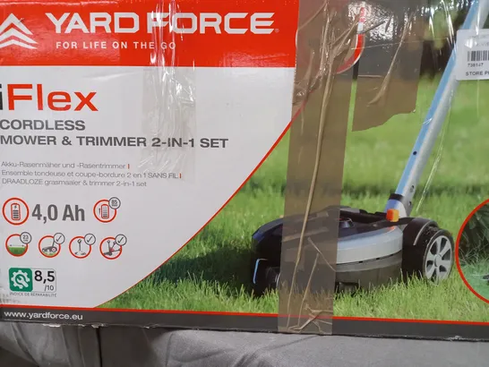 BOXED YARD FORCE IFLEX 12V MOWER & GRASS TRIMMER - COLLECTION ONLY