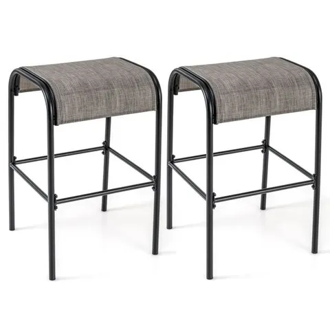 BOXED SET OF 2 HEIGHT BAR PATIO STOOL KITCHEN DINING METAL CHAIRS W/FABRIC CURVED SEAT (2 BOXES)