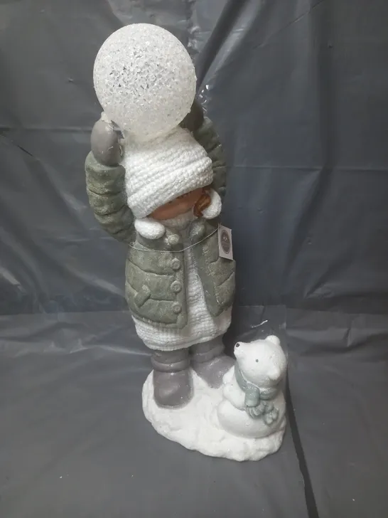 HEAVEN SENDS LIGHT-UP GIRL THROWING SNOWBALL CHRISTMAS ORNAMENT RRP £55.99