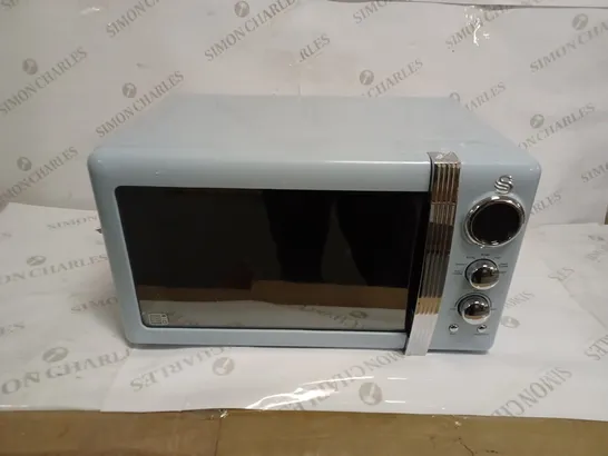 SWAN 800W RETRO MICROWAVE OVEN - BLUE