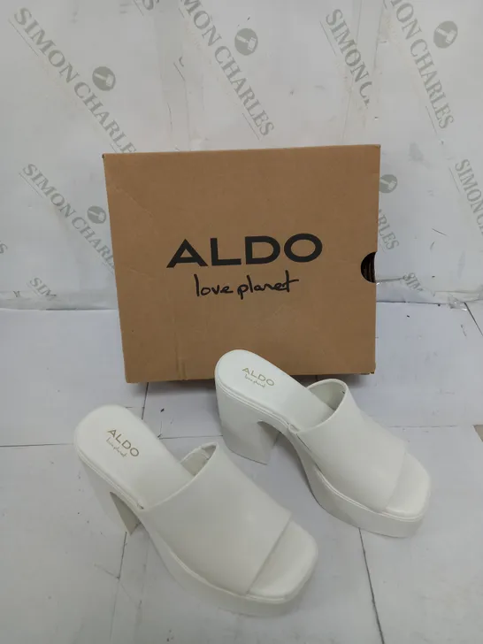 BOXED PAIR OF ALDO MAYSEE UK 4 WHITE HEELS 