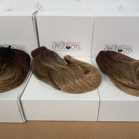 EASILOCKS HAIR BUNDLE OF 6 BOXES: VANILLA BALAYAGE - 2 X SCRUNCHIE, 1 X EXTRA VOLUME, 1 X 12" PONYTAIL, 1 X 14" CLIP-IN, 1 X SHORT KATIE WIG