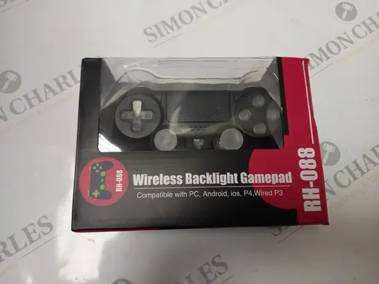 BOXED WIRELESS GAMEPAD WITH BACKLIGHT, WITH USB CABLE AND INSTRUCTIONS. MODEL RH-088