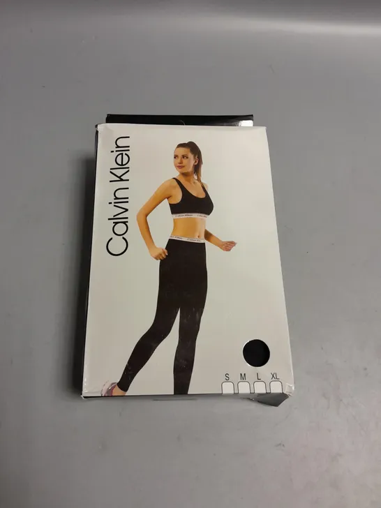 BOXED LADIES CALVIN KLEIN CROP TOP AND LEGGING SET BLACK XL