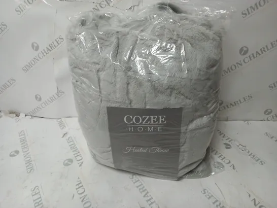 COZEE HOME VELVETSOFT HEATED THROW IN LIGHT GREY