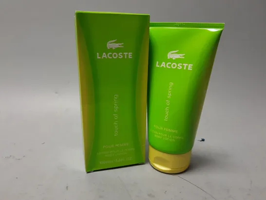 4 BOXED LACOSTE TOUCH OF SPRING POUR FEMME BODY LOTION (150ml)