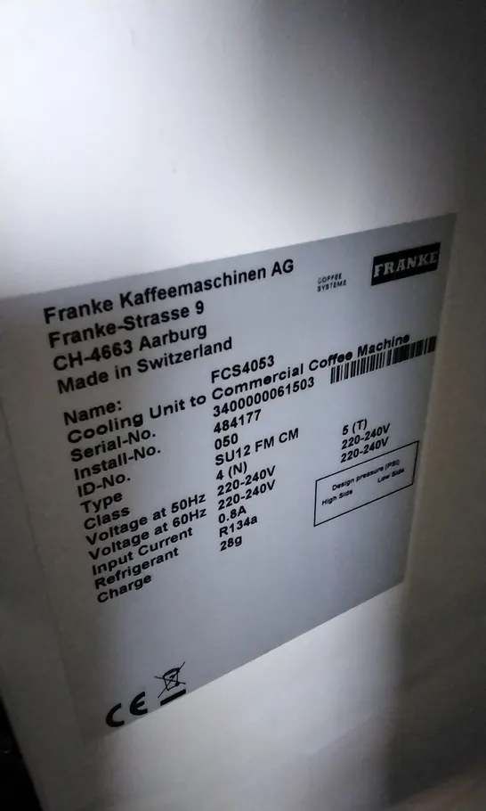 FRANKE FCS4053 COOLING UNIT FOR COFFEE MACHINE 