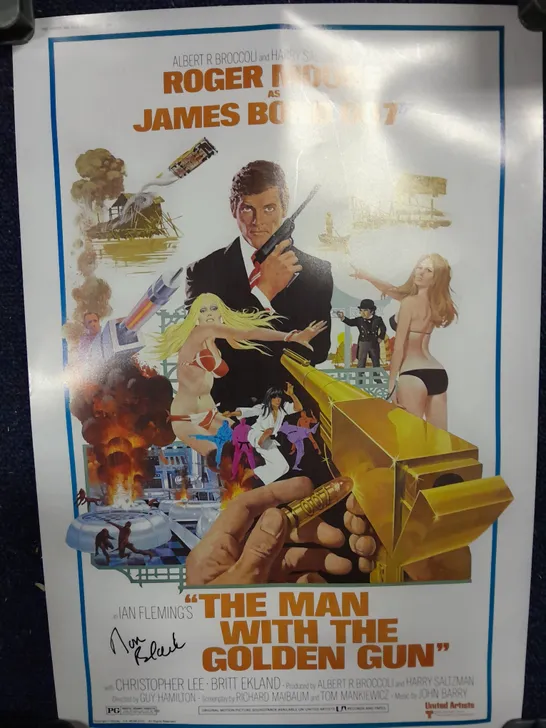 JAMES BOND THE MAN WITH THE GOLDEN GUN SIGNED MOVIE ART POSTER 