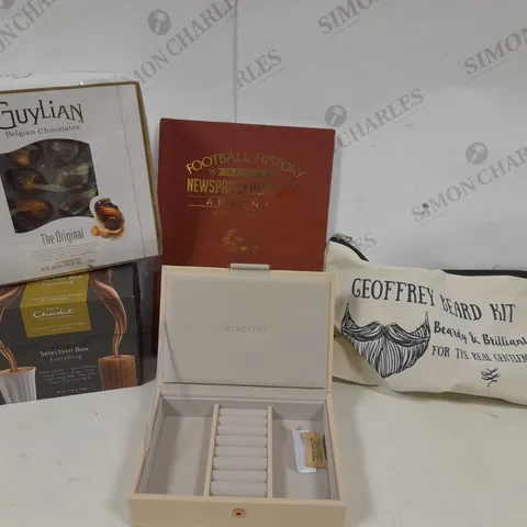 APPROXIMATELY 16 ASSORTED PRODUCTS TO INCLUDE; FAIRY SNOW GLOBE, BEARD KIT, STACKERS CLASSIC JEWELLERY BOX, MAGICAL BEGININGS BIRTH CERTIFICATE HOLDER, THE ORIGINAL GUYLIAN SEASHELLS GIFT SET, SPARKLE