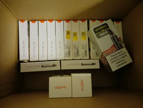 APPROXIMATELY 20 VAPES & E-CIGARETTES TO INCLUDE VOOPOO DRAG 4, ASPIRE GOTEK X, VOOPOO DORIC 60, ETC