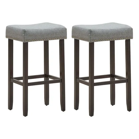 BOXED COSTWAY NAILHEAD SADDLE BAR STOOL WITH 29 IN. HEIGHT - GREY