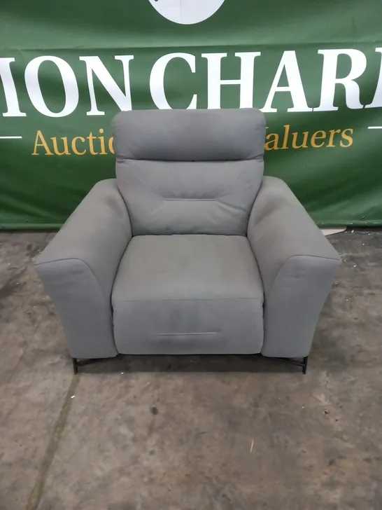 DESIGNER DIGIO GREY ITALIAN LEATHER ELECTRIC RECLINING ARM CHAIR