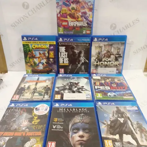 LOT TO CONTAIN 10 X ASSORTED PLAYSATION-4 GAMES, INCLUDES FOR HONOR, DESTINY, HELLBLADE ETC 