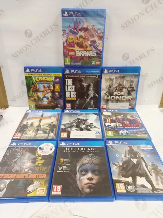 LOT TO CONTAIN 10 X ASSORTED PLAYSATION-4 GAMES, INCLUDES FOR HONOR, DESTINY, HELLBLADE ETC 