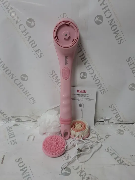 BOXED BLUSHLY RECHARGEABLE CLEANSING & EXFOLIATING BODY BRUSH IN PINK 