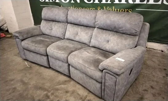 QUALITY BRITISH DESIGNED & MANUFACTURED G PLAN BURFORD 3 SEATER CURVED MANUAL RECLINER SOFA PRAMA PEWTER PLUSH FABRIC 