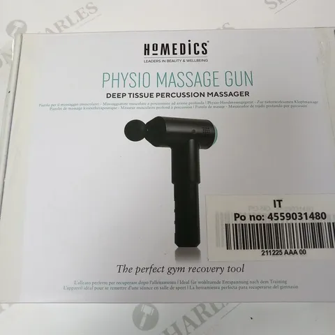 BOXED HOMEDICS PHYSIO MASSAGE GUN DEEP TISSUE PERCUSSION MASSAGER PGM-200-EU